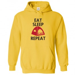Eat Sleep Camp Repeat Kids and Adults Trendy Pull Over Hoodie for Camping and Travelling Lovers 